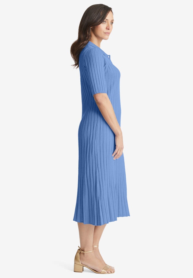 Ribbed Henley Dress, , alternate image number 2