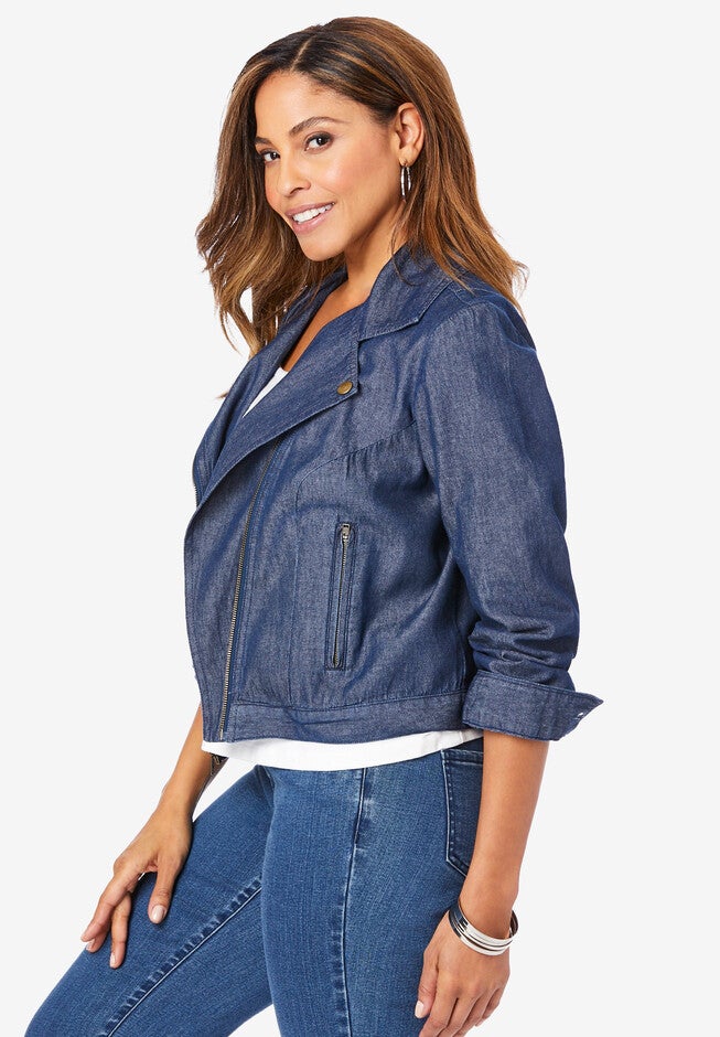 Chambray Moto Jacket, , alternate image number 2