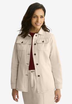 Contrast Stitch Peplum Denim Jacket