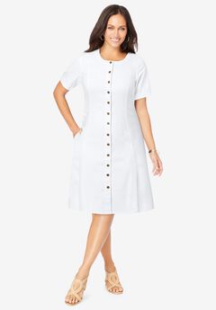 Button Front Denim Dress