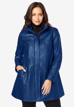 A-Line Zip Front Leather Jacket