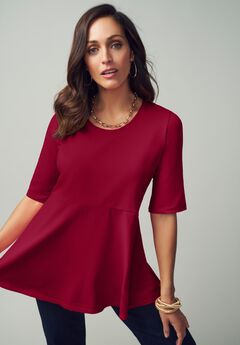 Stretch Cotton Peplum Tunic