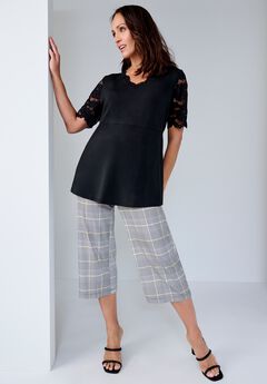 Stretch Knit Wide Leg Crop Pant