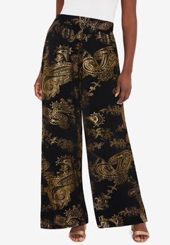 Plus Size Green Wide Leg Pants
