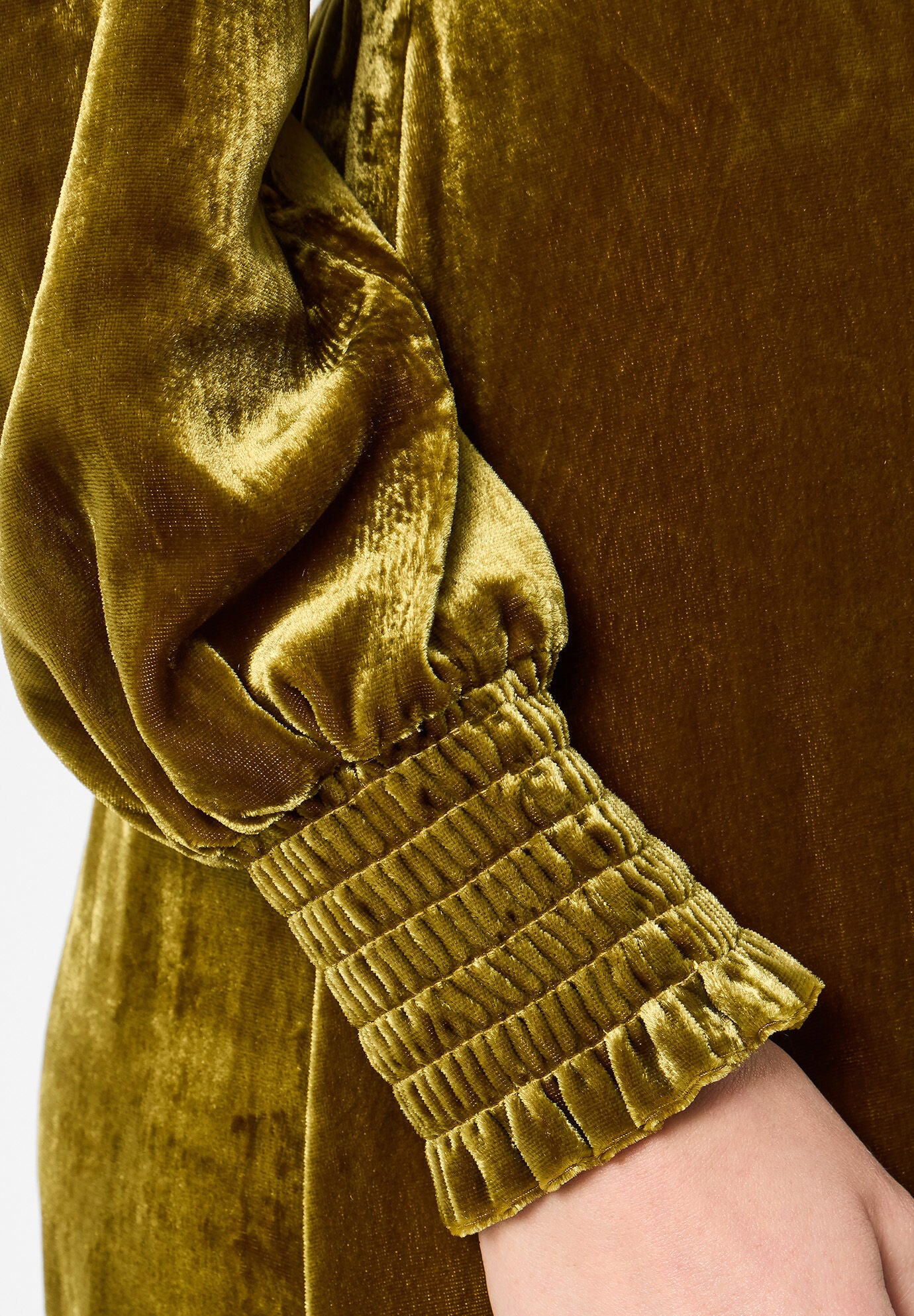 Tiered Velvet Tie Neck Dress, CHARTREUSE, alternate image number 4