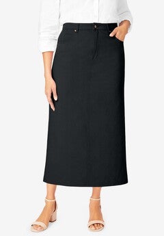 Classic Cotton Denim Midi Skirt