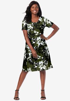 Stretch Knit A-Line Dress