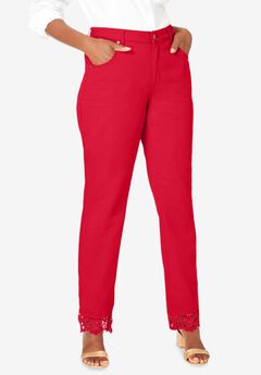 Lace Trim Classic Denim Jean