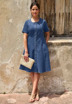 Button Front Denim Dress