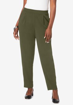 Stretch Knit Crepe Straight Leg Pants