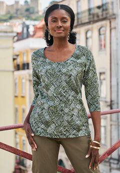 Stretch Cotton Scoop Neck Tee