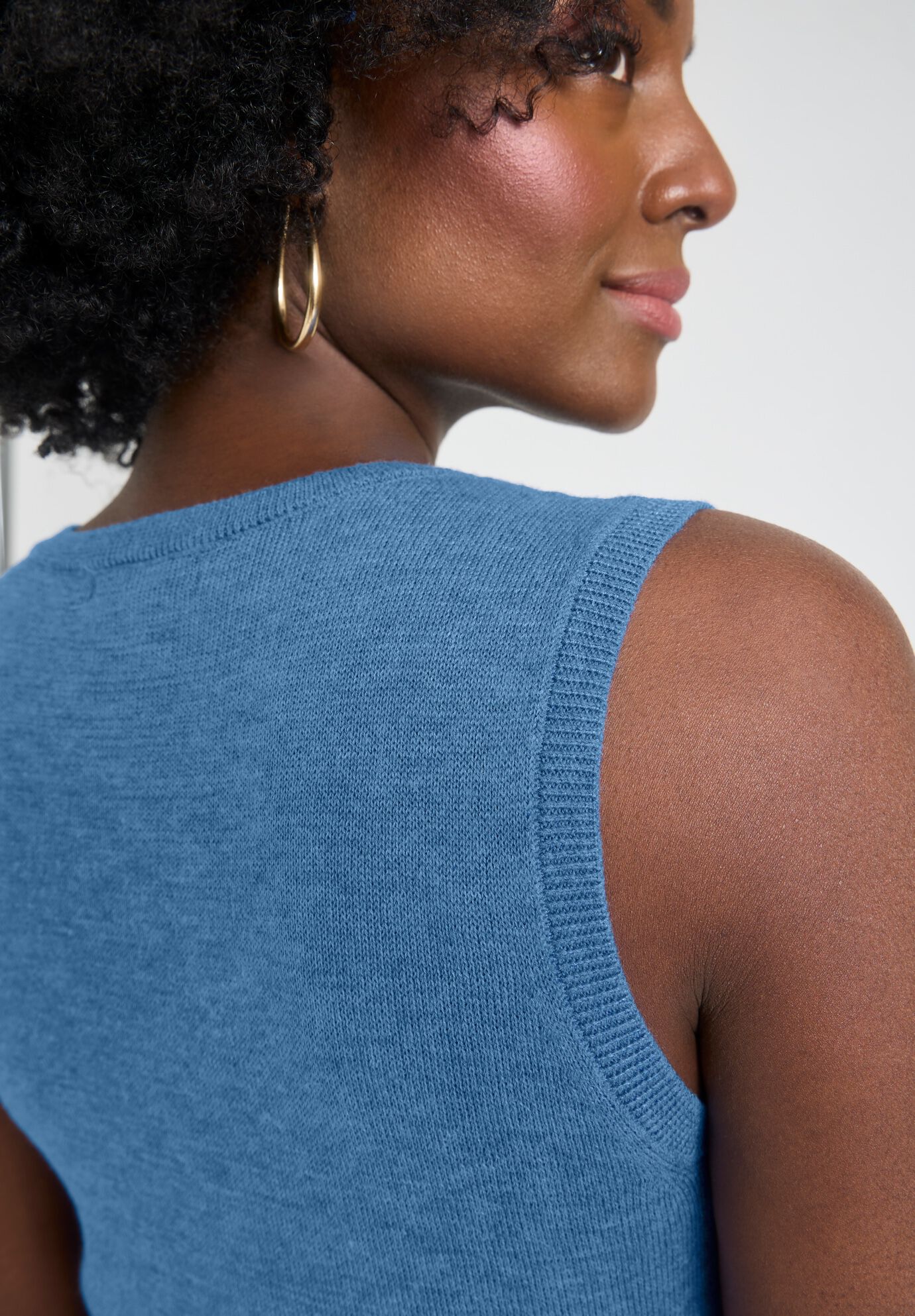 Sleeveless Cashmere Shell, DUSTY INDIGO, alternate image number 3