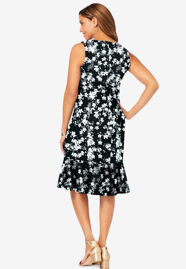 2-Piece Flounce Hem Ponte Jacket Dress, , on-hover image number null