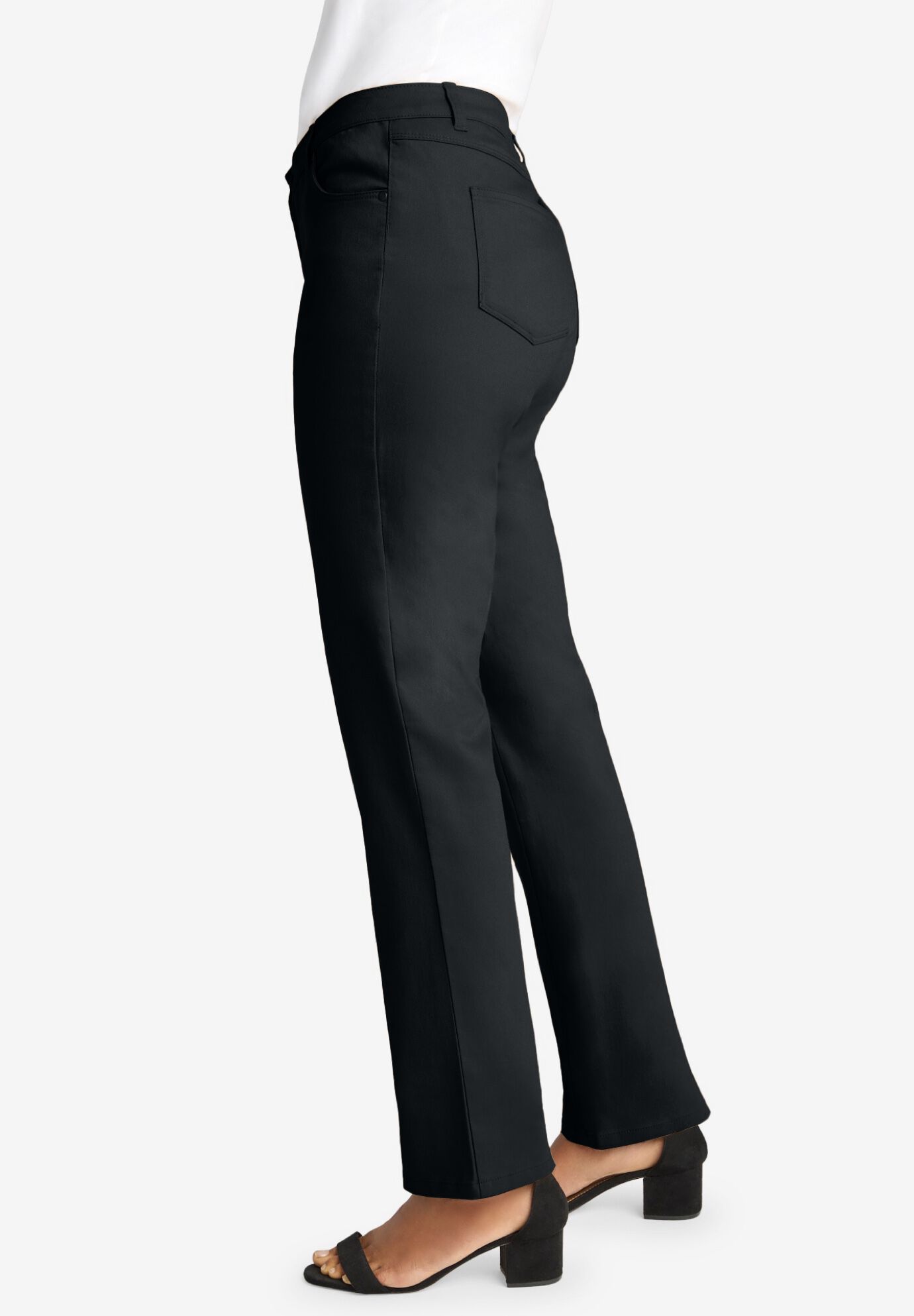 True Fit Stretch Denim Straight Leg Jean, BLACK, alternate image number 2