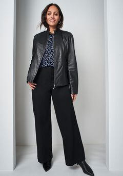 Zip Front Leather Jacket