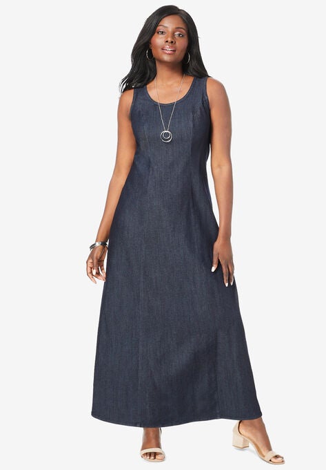 Denim Maxi Dress, INDIGO, hi-res image number null