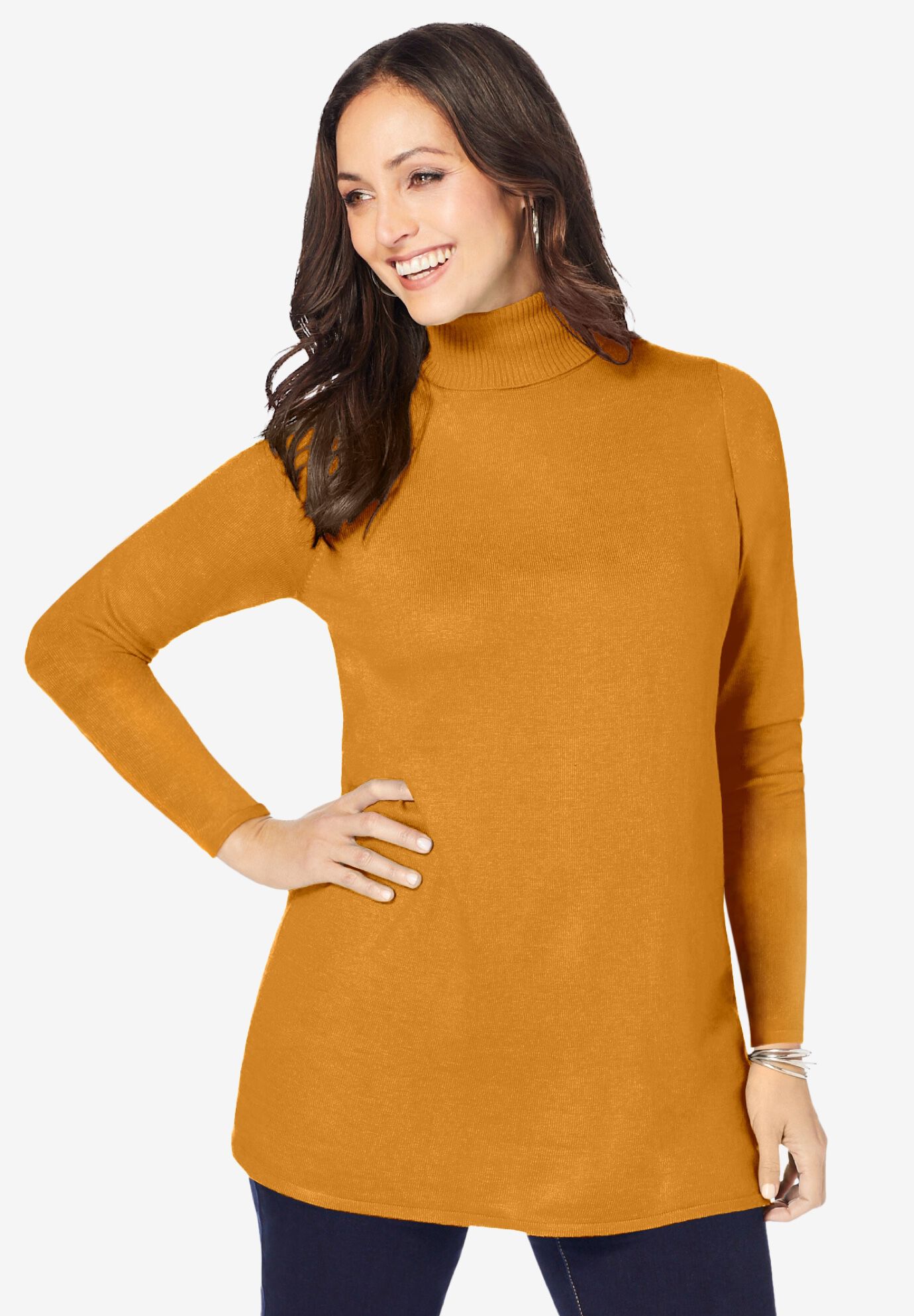 Carefree Cashmere Turtleneck, RICH GOLD, on-hover image number 1