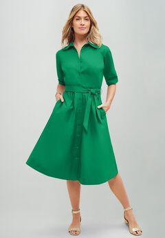 Stretch Poplin Shirtdress