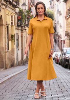 Notch Neck Midi Dress