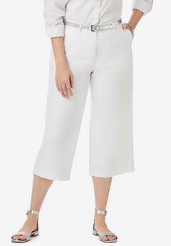 Stretch Cotton Chino Wide-Leg Crop