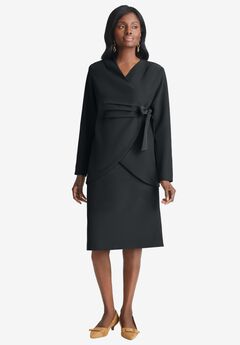 2-Piece Wrap Jacket Skirt Suit