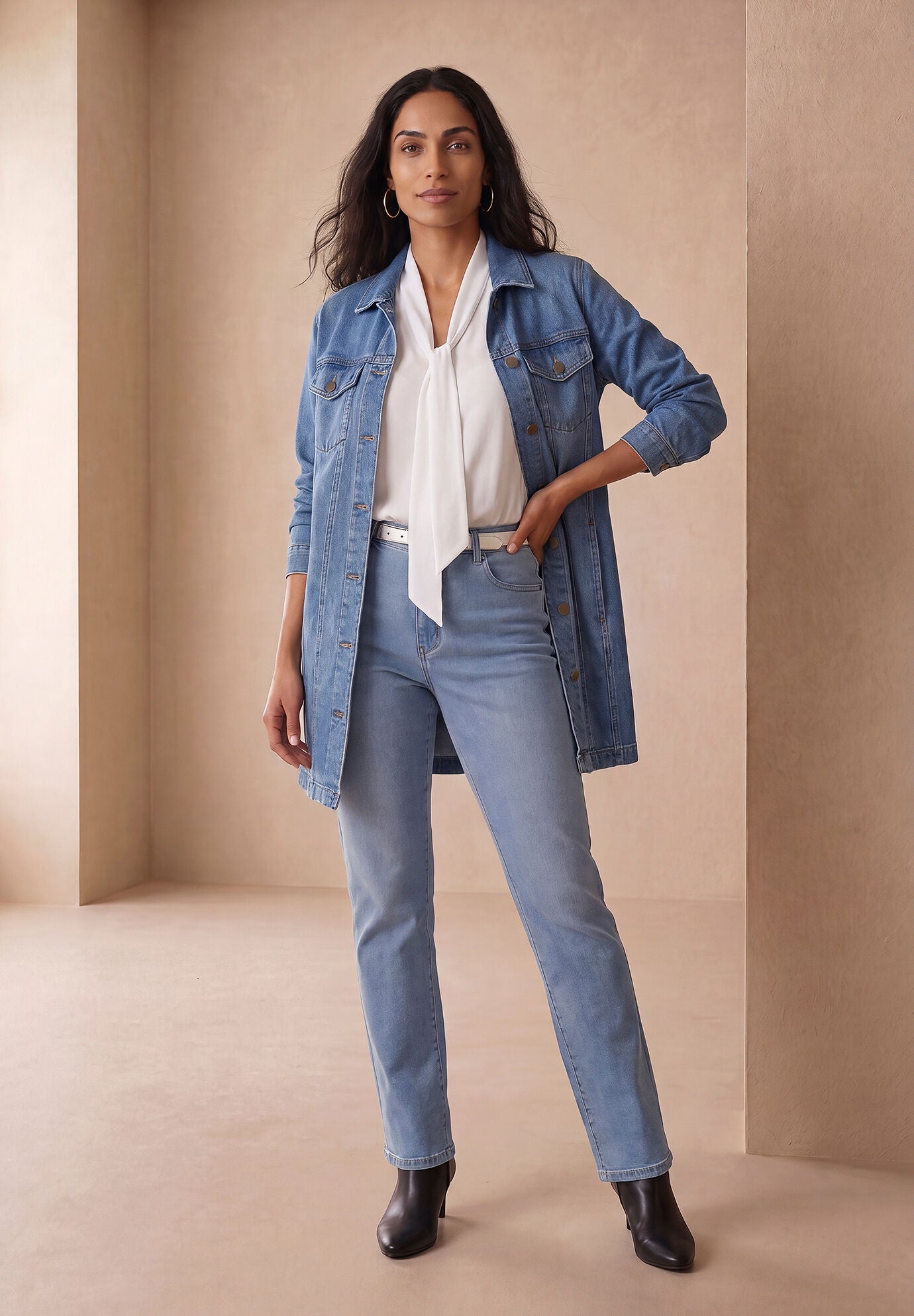Long Denim Jacket, , alternate image number 15