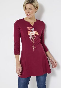Stretch Knit Pleat Tunic