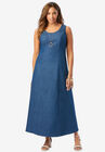 Denim Maxi Dress, MEDIUM STONEWASH, hi-res image number null