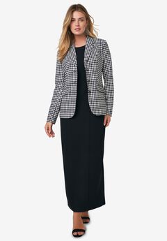 2-Piece Stretch Crepe Single-Breasted Maxi Jacket Dress