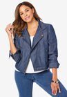 Chambray Moto Jacket, STONEWASH, hi-res image number null