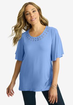 Cutout Flutter Sleeve Tunic