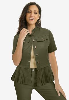 Pleated Denim Jacket