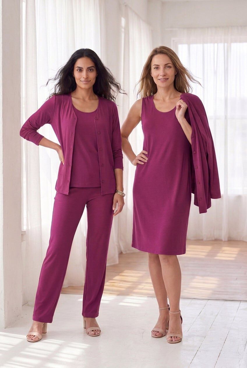 Stretch Knit 4-Piece Wardrober, RASPBERRY, hi-res image number 0