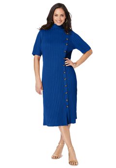 Button Front Sweater Dress