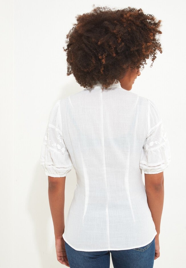 Lace Embroidered Blouse, WHITE, alternate image number null