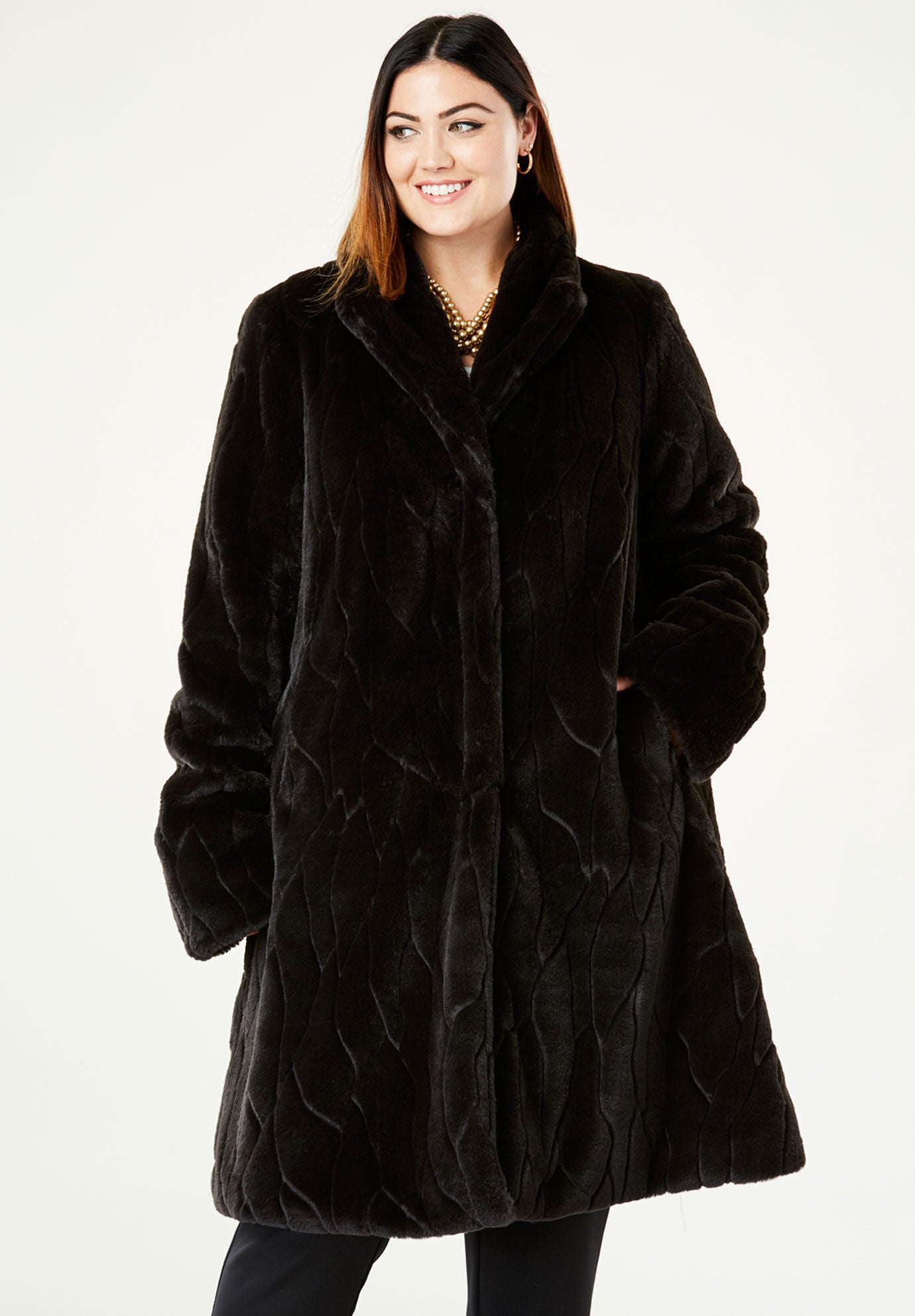 Swing faux fur coat clearance