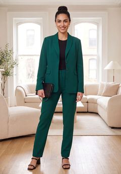 Stretch Crepe Single-Breasted Pantsuit