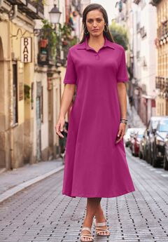 Notch Neck Midi Dress