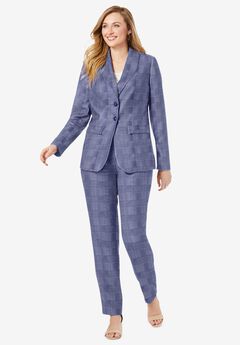 2-Piece Stretch Crepe Single-Breasted Pantsuit