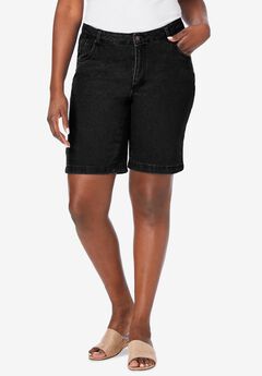 Plus Size Black Denim Shorts