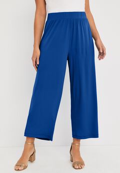 Stretch Knit Wide Leg Crop Pant
