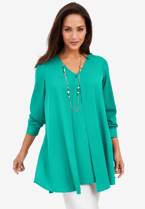 Flyaway V-Neck Tunic, AQUA SEA, hi-res image number null