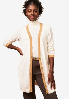 Tipped Button Front Cardigan