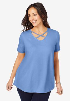 Stretch Cotton Crisscross Strap Tee