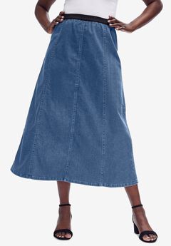 Plus Size Stretch Denim Skirt