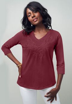 Stretch Cotton Embroidered Tee