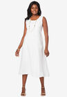 Linen Fit & Flare Dress, WHITE, hi-res image number 0