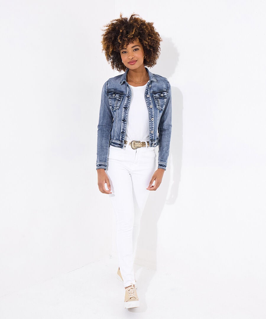 Slim-Fit Embellished Denim Jacket, LIGHT BLUE EMBELLISHMENT, alternate image number 5