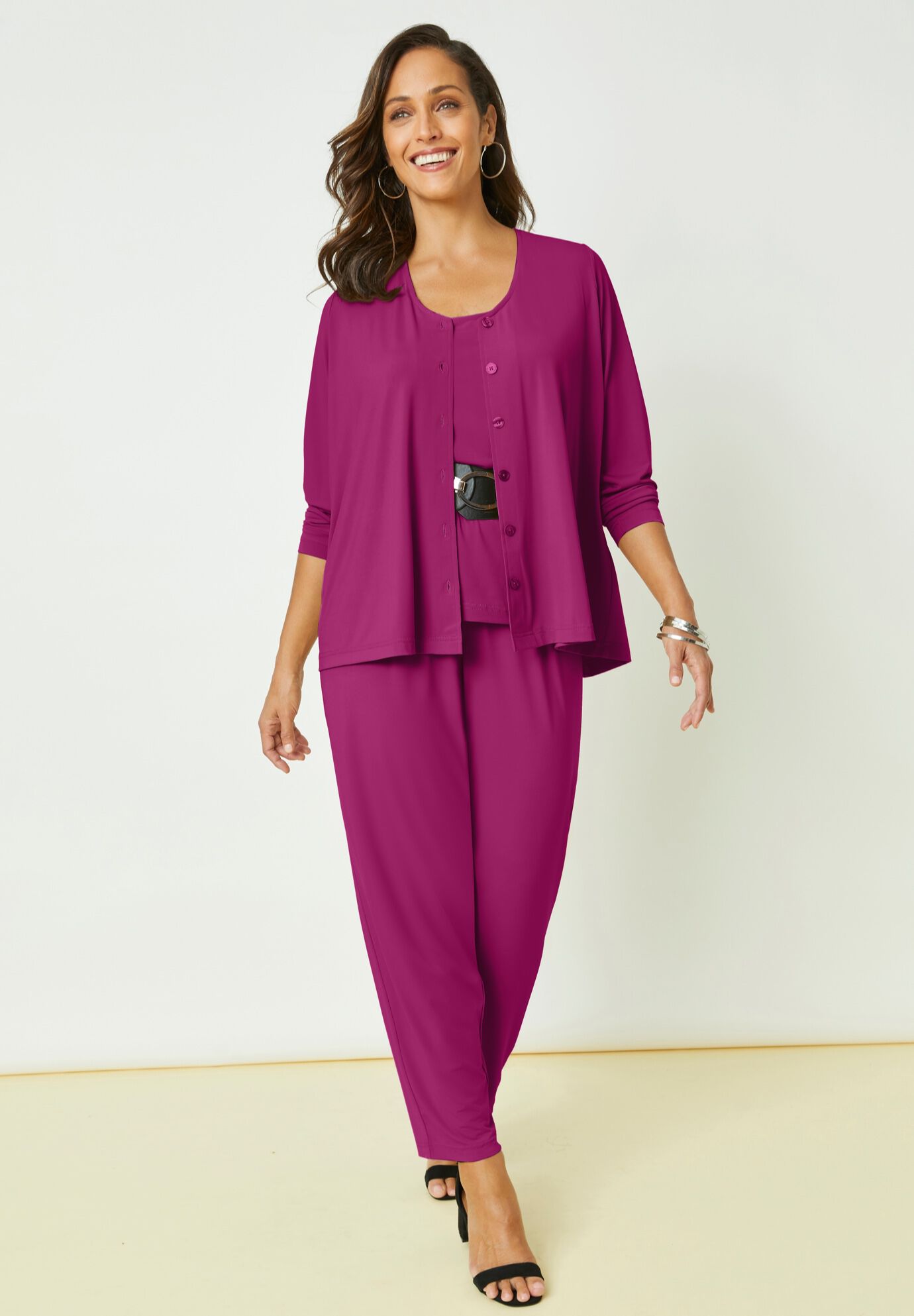 Stretch Knit 4-Piece Wardrober, RASPBERRY, on-hover image number 1