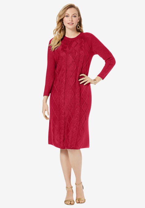Cable Sweater Dress Plus Size Casual Dresses Roaman S